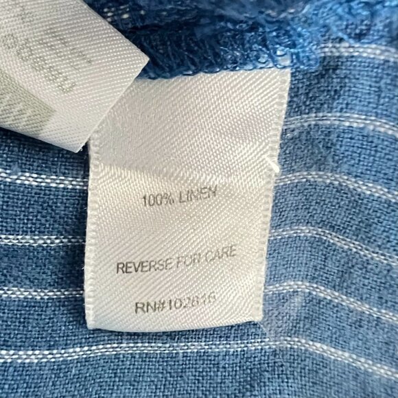 Garnet Hill Womens Blue & White Striped 100% Linen Tunic Dress V-Neck 3/4 Sleeve - Picture 14 of 15